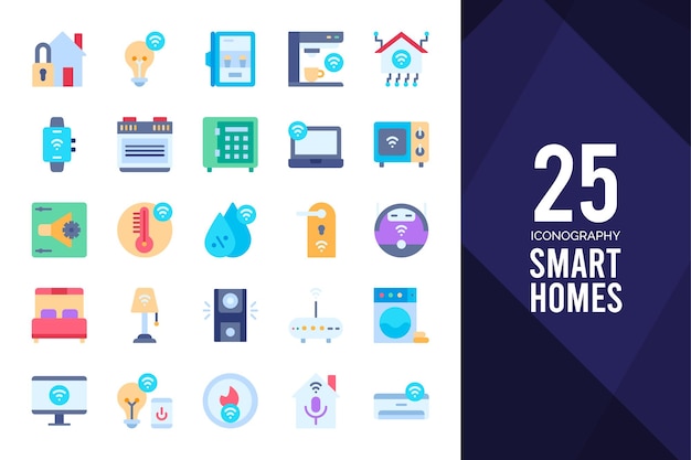 25 Smart Homes Flat icon pack vector illustration