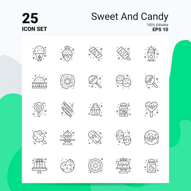 25 Sweet And Candy Icon Set Business Logo Concept Ideas Line icon 