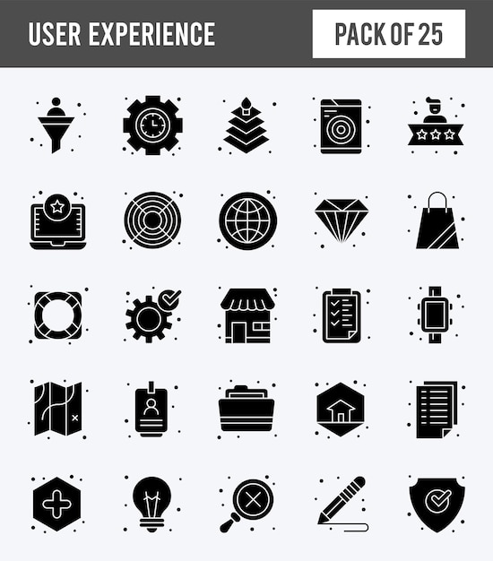 25 User Experience Glyph icon pack vector illustration