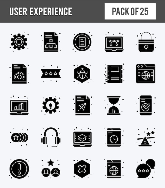 25 User Experience Glyph icon pack vector illustration