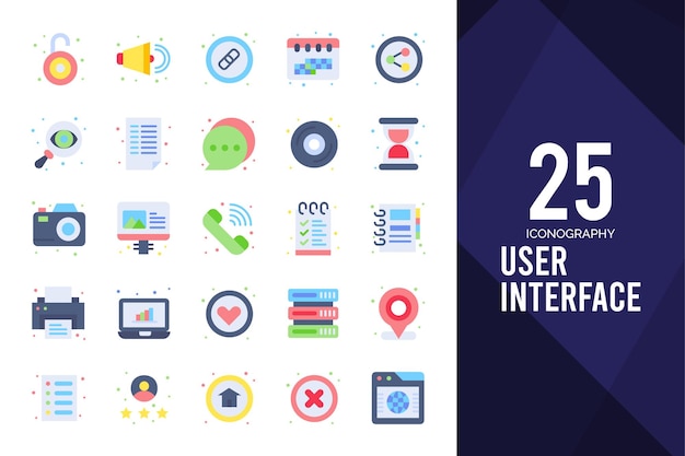 25 User Interface Flat icon pack vector illustration