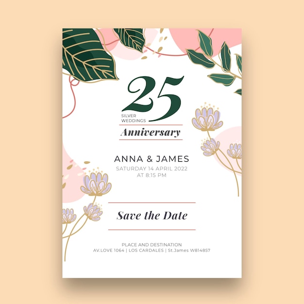 25 years anniversary card template