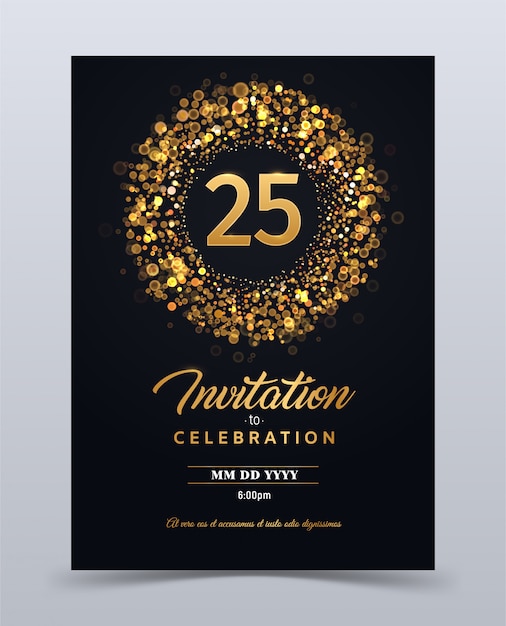 25 years anniversary invitation card template isolated vector illustration