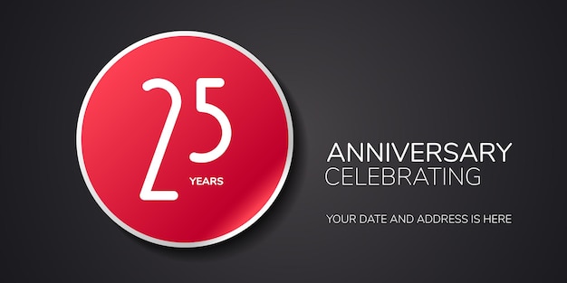 25 years anniversary   logo, icon. Template design element with number for 25th anniversary   or invitation