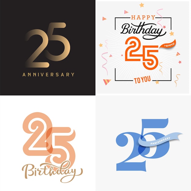 Vector 25 years anniversary vector number icon birthday anniversary design