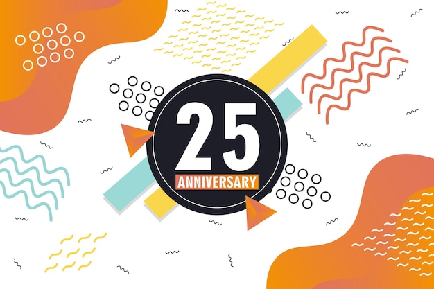 Vector 25th anniversary abstract background with geometrical shapes vector design