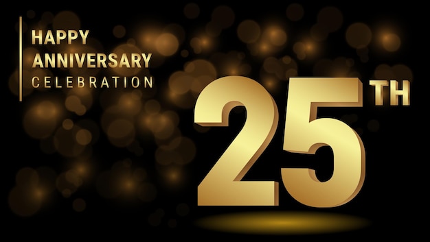 25th anniversary logo with gold color for booklets leaflets magazines brochure posters banners web invitations or greeting cards Vector illustration