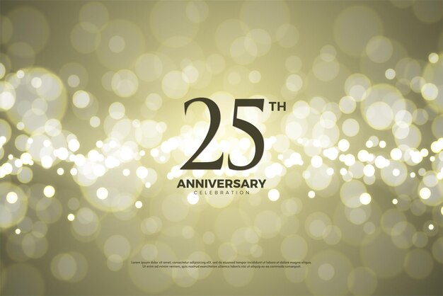 25th Anniversary with gold foil background illustration