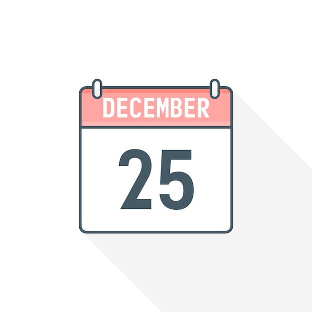 25th December calendar icon December 25 calendar Date Month icon vector illustrator