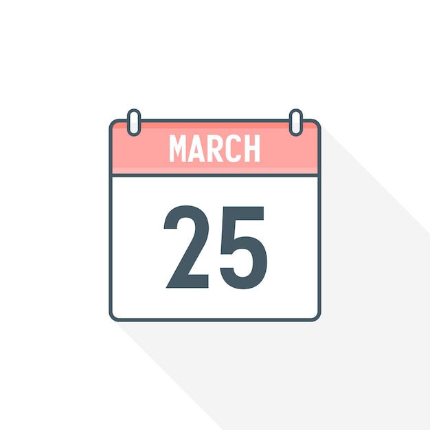 25th March calendar icon March 25 calendar Date Month icon vector illustrator