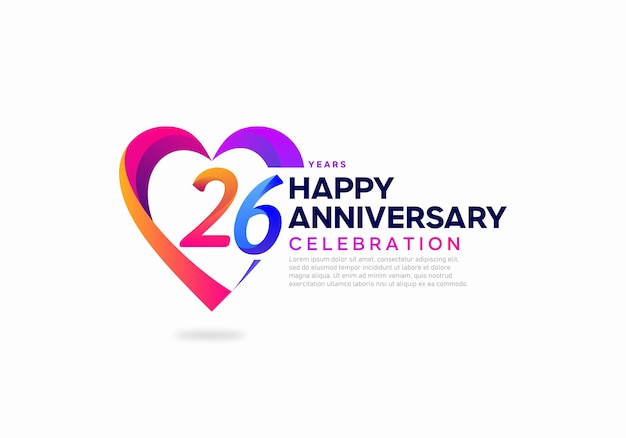 26 years anniversary colorful icon logo design vector template