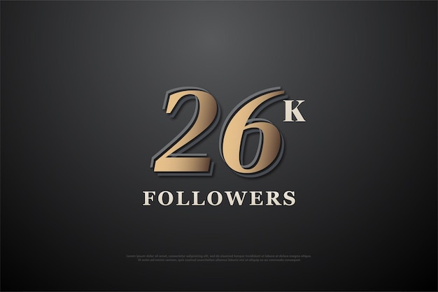 26000 followers on a smooth black background.