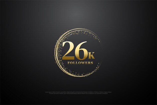 26000 followers with glitter illustration surrounding numbers.