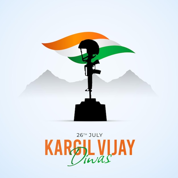 26th July Kargil Vijay Diwas Design Concept With Indian Flag And Army Social Media Post