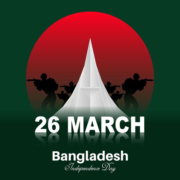 Vector 26th march bangladesh independence day poster design with national martyrs' monument