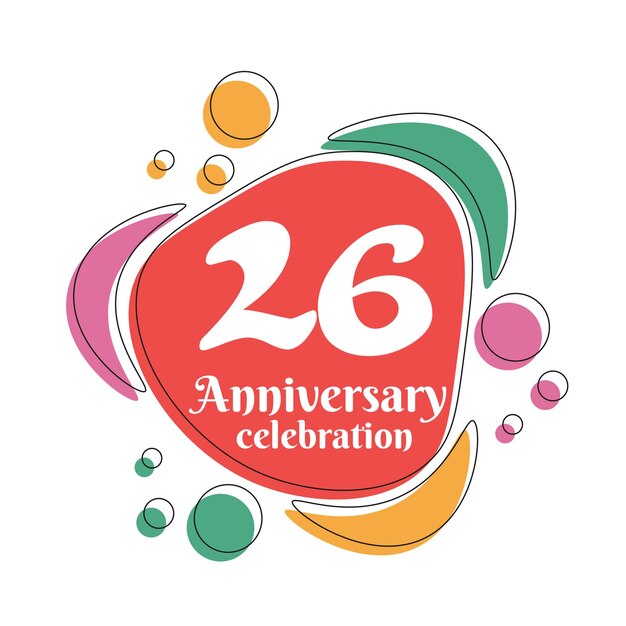 26th years anniversary design template. Abstract vector template illustration.