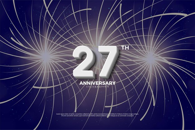 27th anniversary backround with illustration of numbers and fireworks.