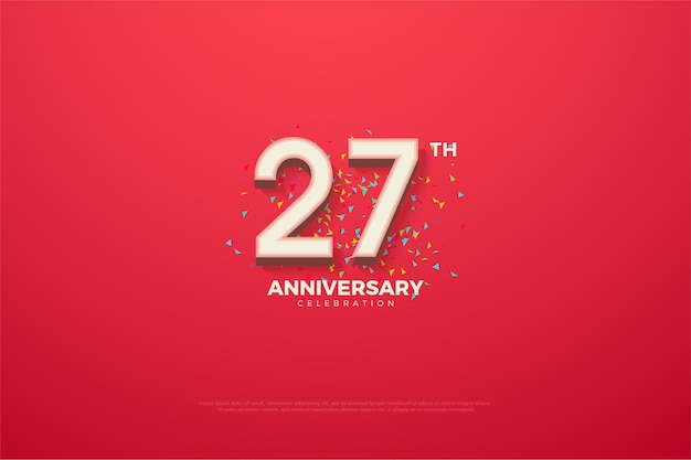 27th anniversary backround with numbers and small colorful paper.