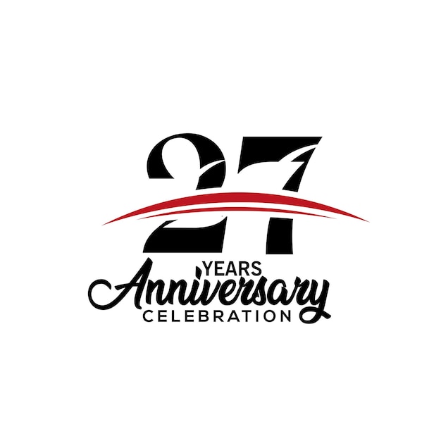 27th anniversary celebration design template for booklet with red and black colour vector