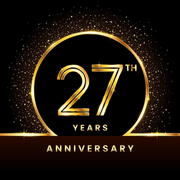 27th anniversary Logo Anniversary logo design with double line concept vector illustration