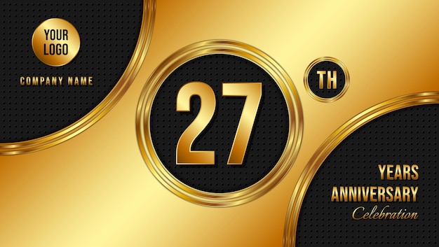 27th Anniversary template design Golden Anniversary Vector Template