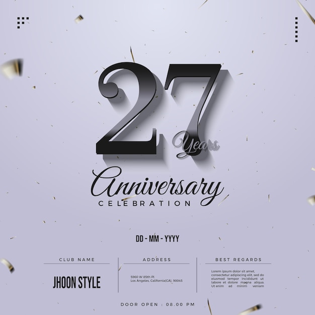 27th anniversary with black and white coloring concept.