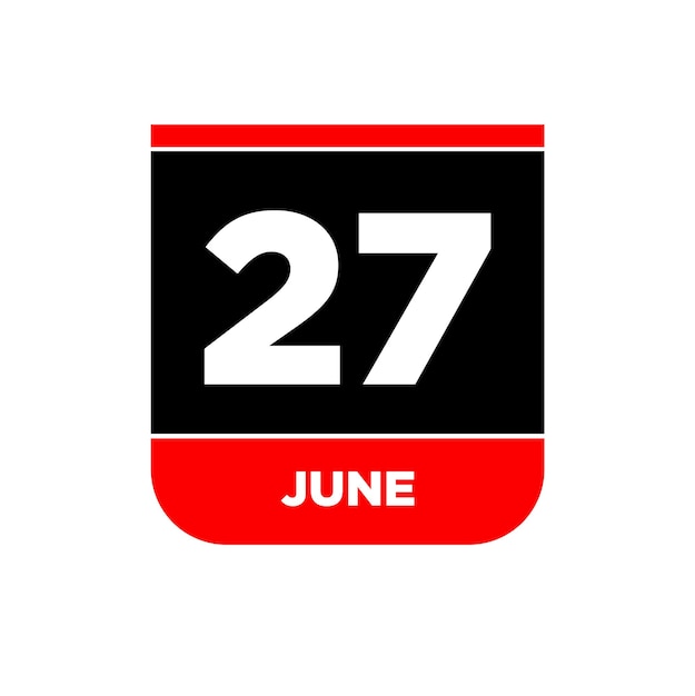 27th june Calendar date vector icon 27 june lettering