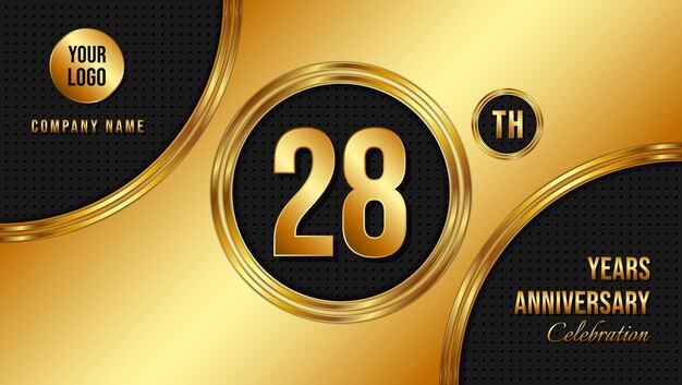 28th Anniversary template design Golden Anniversary Vector Template