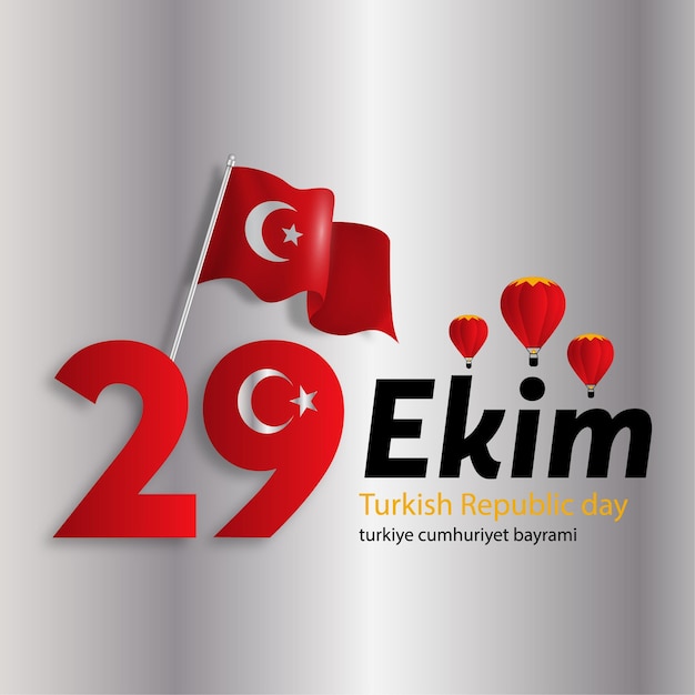 29 Ekim turkish republic day greeting design logo