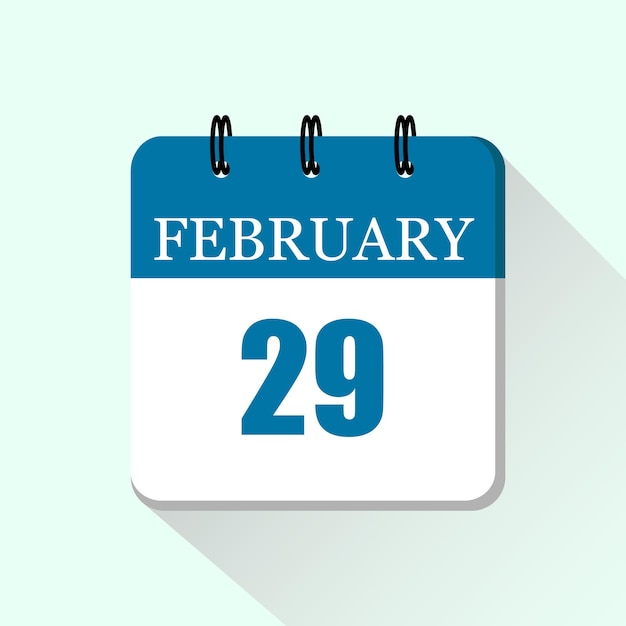 29 February Vector flat daily calendar icon Date and month