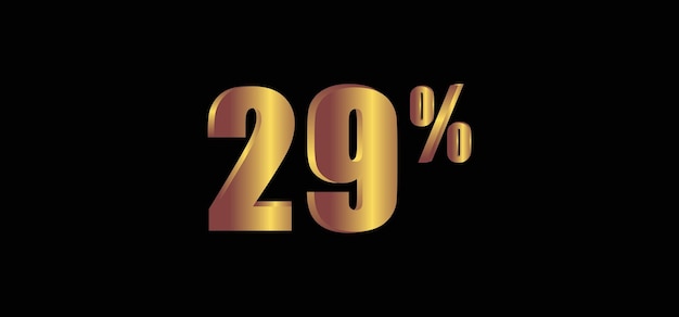 29 percent on black background 3D gold isolated vector image