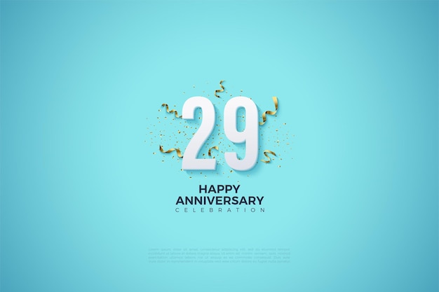 29th anniversary background with 3d ribbon.