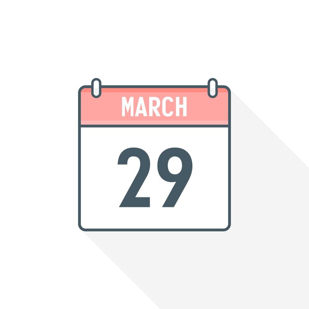 29th March calendar icon March 29 calendar Date Month icon vector illustrator