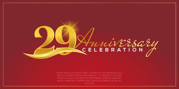 29th years anniversary, vector design for anniversary celebration with gold and red colour.