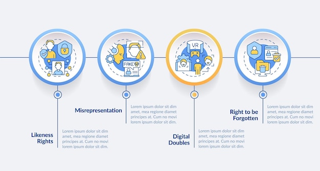 Vector 2d cyber law vector infographics template with linear icons concept data visualization with 4 steps process timeline chart