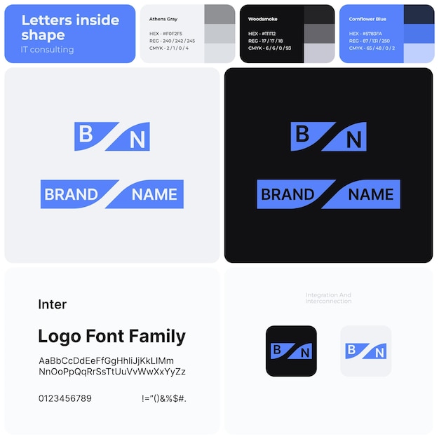 2D IT consulting linear business logo with brand name Integration and interconnection icon Unique design Template with inter font Suitable for information technology service business solution