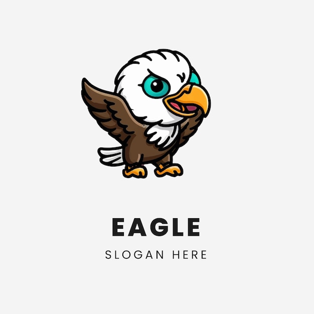 Vector 2d vector cartoon eagle waving