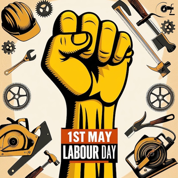 Vector 2d vector illustration for design labor day for worker and safety tools 1 may