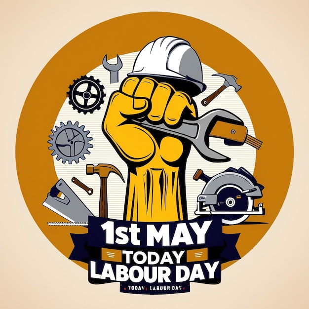 Vector 2d vector illustration for design labor day for worker and safety tools 1 may