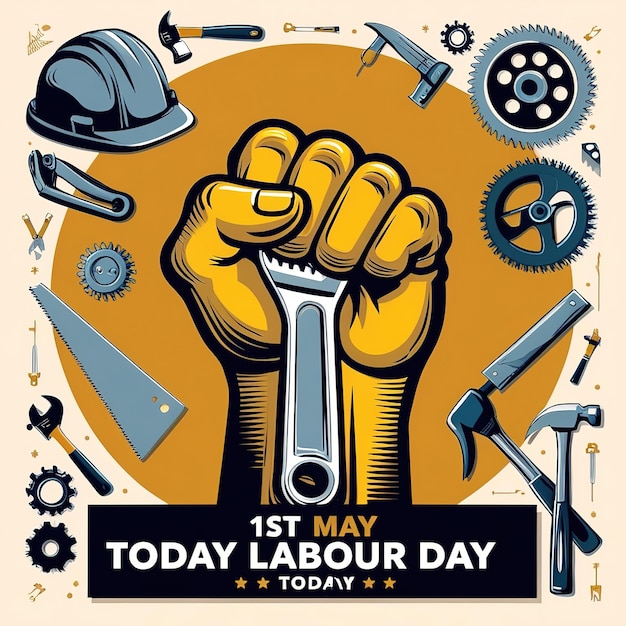 2d vector illustration for design labor day for worker and safety tools 1 may