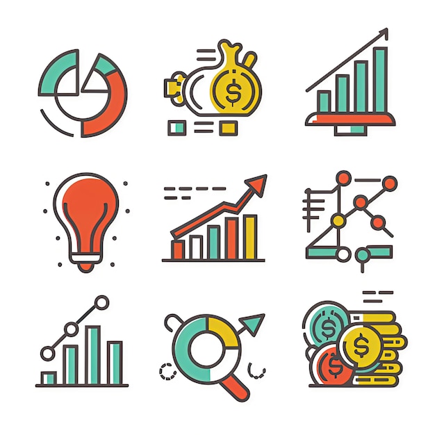 2d vector illustration and hires graphic of a chart with a diagram of graphs and charts