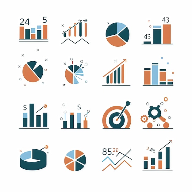 2d vector illustration and hires graphic of a chart with a diagram of graphs and charts