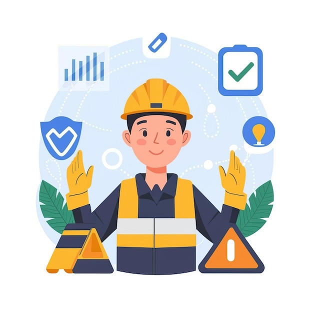 2d vector illustration safety Civil protection and safety when working and taking safety