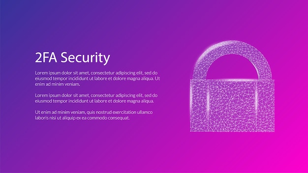 2FA two factor authentication with padlock on modern pink background Protecting your money