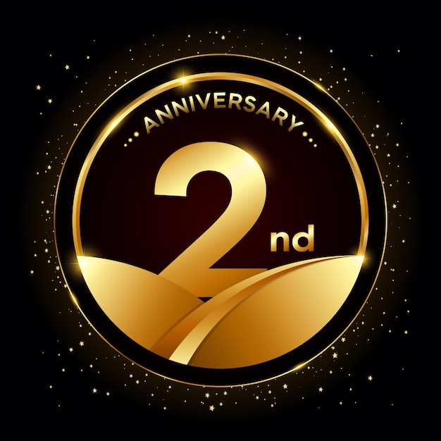 2nd anniversary Golden anniversary template design Logo vector illustration