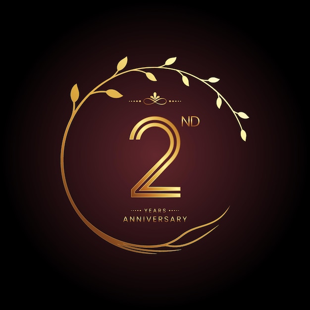 2nd anniversary logo design with a golden number and circular tree concept