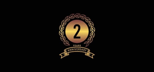 2st anniversary logo with gold and black background