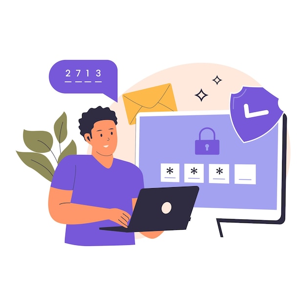 Vector 2step authentication illustration web page
