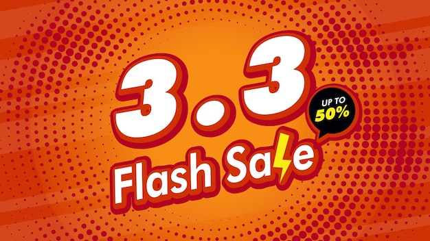 3 3 March flash sale template for shopping advertisement campaign on orange background