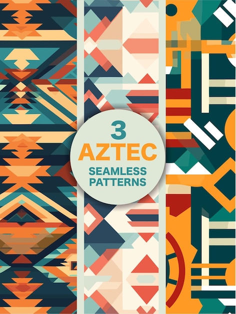 Vector 3 aztec seamless patterns infused with geometric and tribal elements